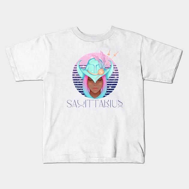 Sagittarius Zodiac Sign | Circle Beautiful Girl Kids T-Shirt by Violete Designs